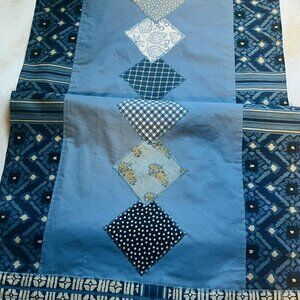 NWT Handmade Blue Patchwork Table Runner Coastal Style